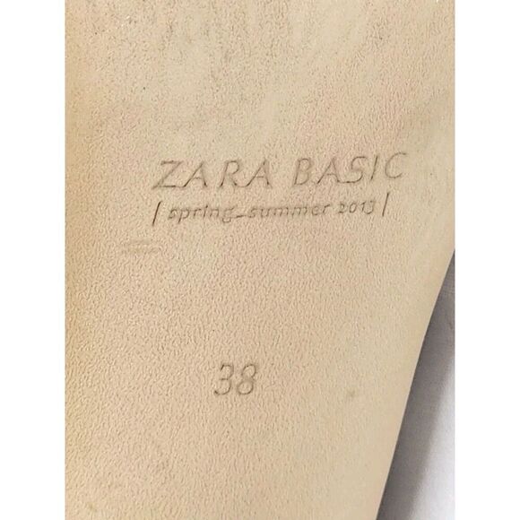 Zara Basic Beige Suede Ankle Boots Heels Studded Toe Womens Size 38/7.5 - Picture 8 of 8